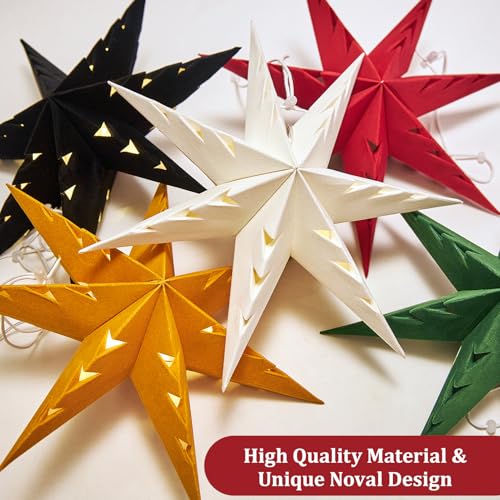 3Pcs 14-Pointed 18 Inch Paper Star Decorations Christmas Party Decorations Sage Green Yellow Hanging Star Decoration Hanging Lamp Shade for Christmas Home New Year Party