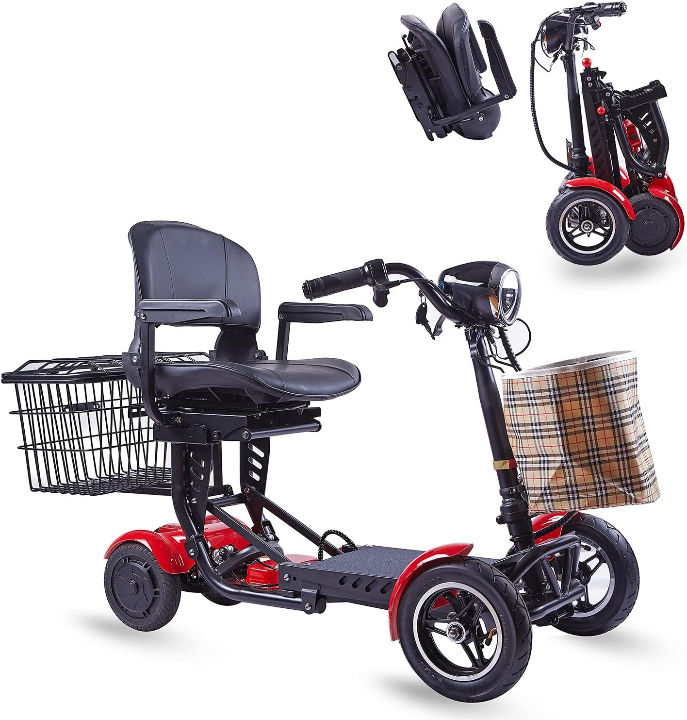 Darkshadows by MaritSA - Foldable 4 Wheel Mobility Scooter for Seniors. Long Range Battery 15.6AH-25 Mile Range (Model8)