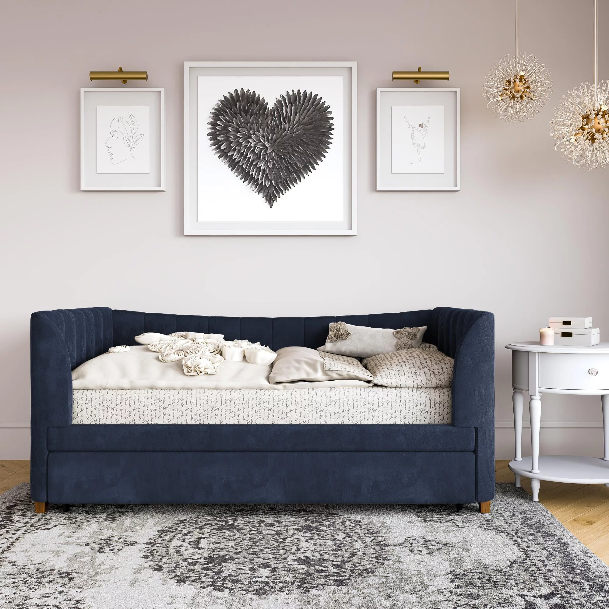 Little Seeds Valentina Upholstered Daybed with Trundle