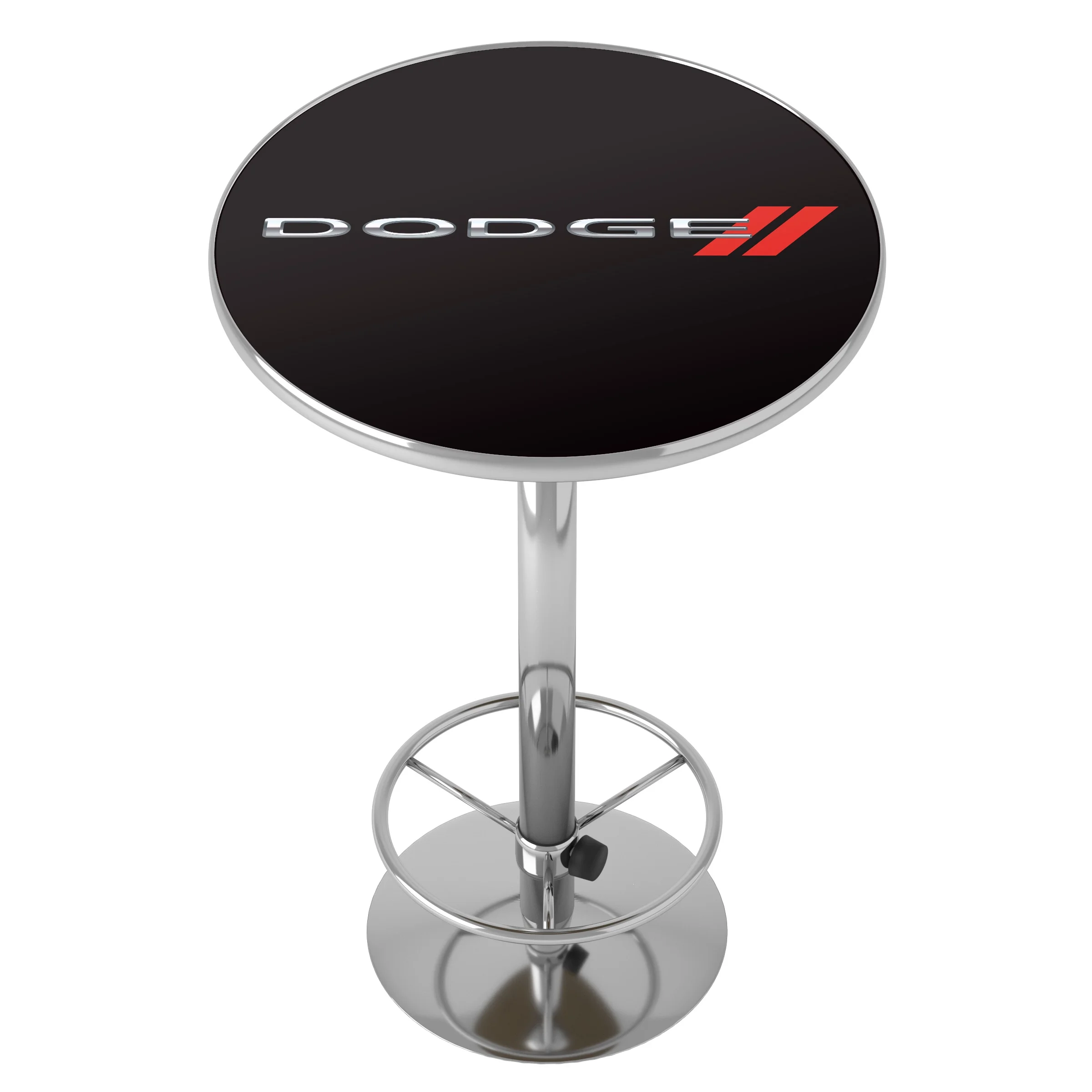 Dodge Logo Bar Table with Adjustable Footrest and Acrylic Top