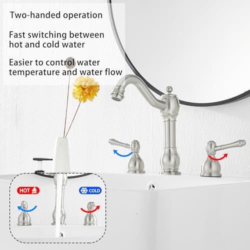 GGStudy 360° Swivel Antique Brass Bathroom Vessel Sink Faucet Single Handle One Hole Matching with Pop Up Drain