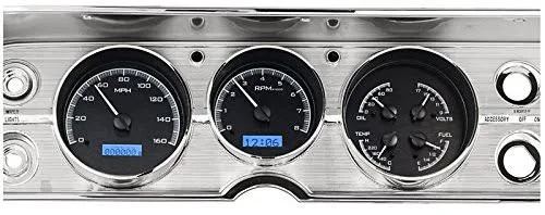 Dakota Digital 64 65 Chevy Chevelle El Camino Analog Dash Gauges Kit Black Alloy Blue VHX-64C-CVL-K-B