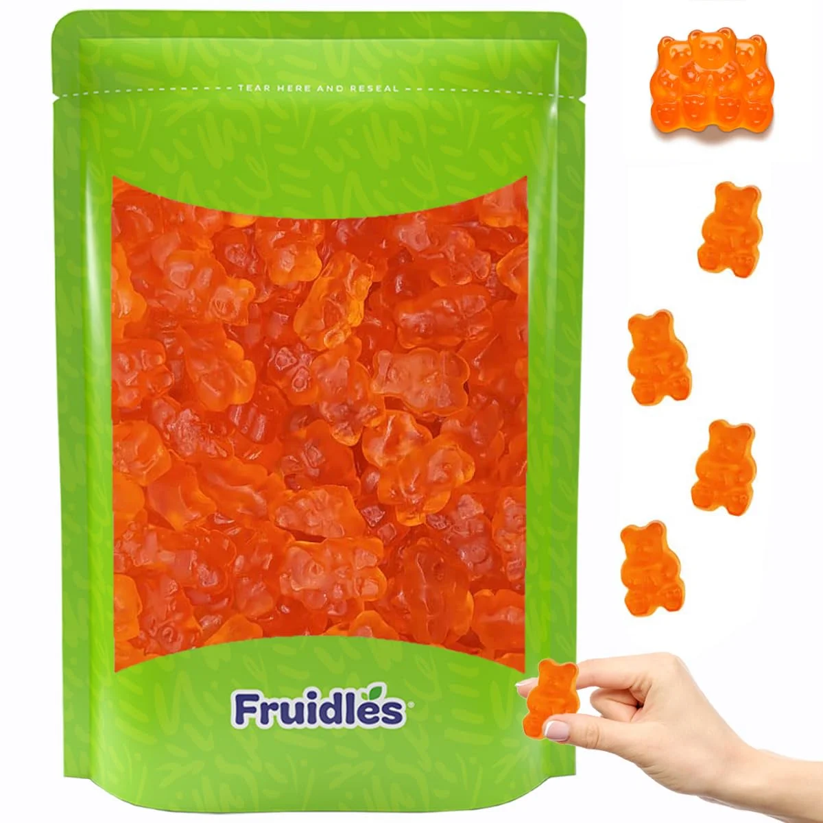 Orange Gummi Bears Candy, Fruit Flavors Gummies, Allergy Friendly, Non-Gmo, No Artificial Sweeteners Gummy (2 Pound Bag)