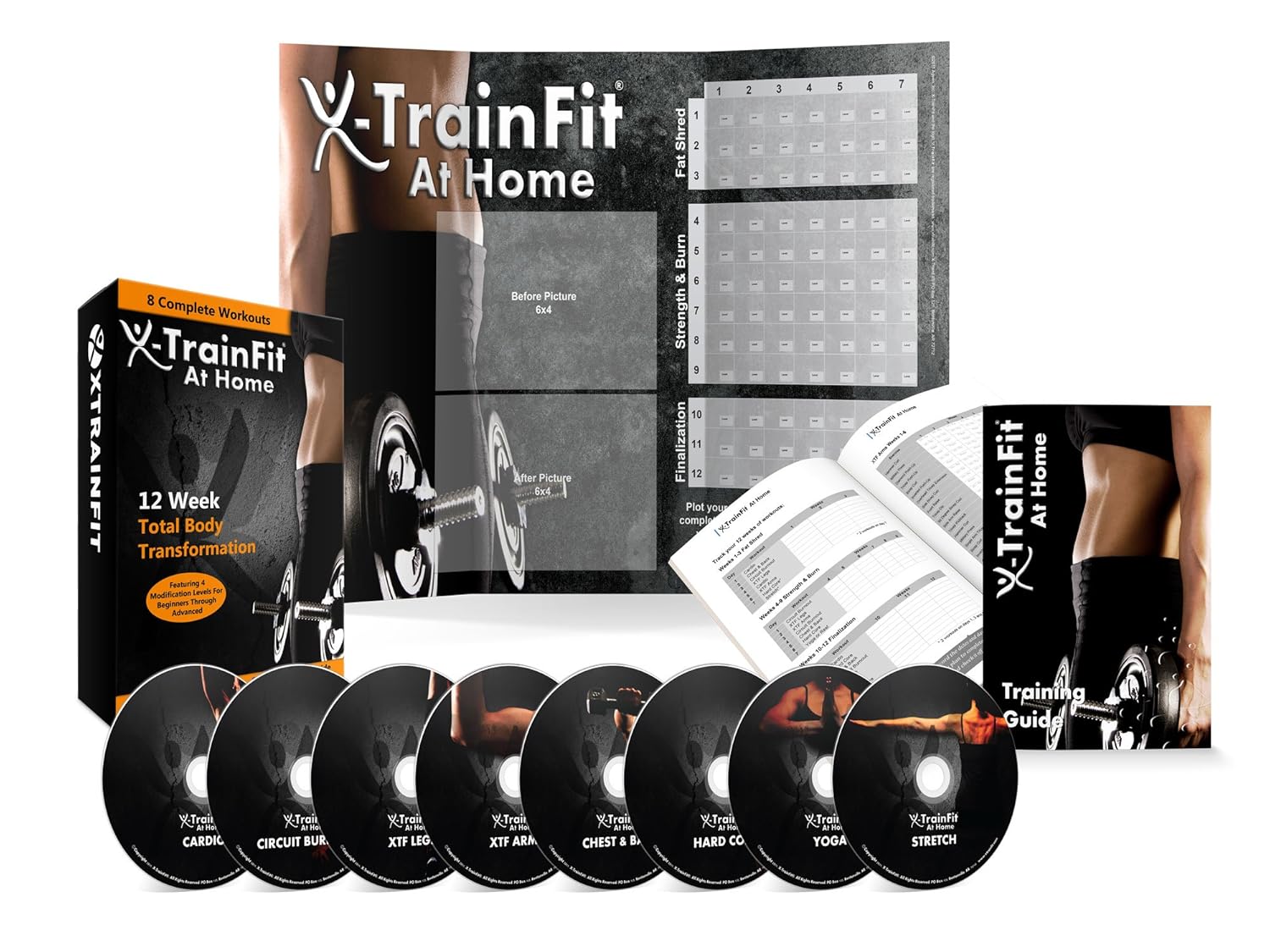 X-TrainFit: 90 Day DVD Workout Program with 8 Exercise Videos + Training Calendar & Fitness and Nutrition Guide