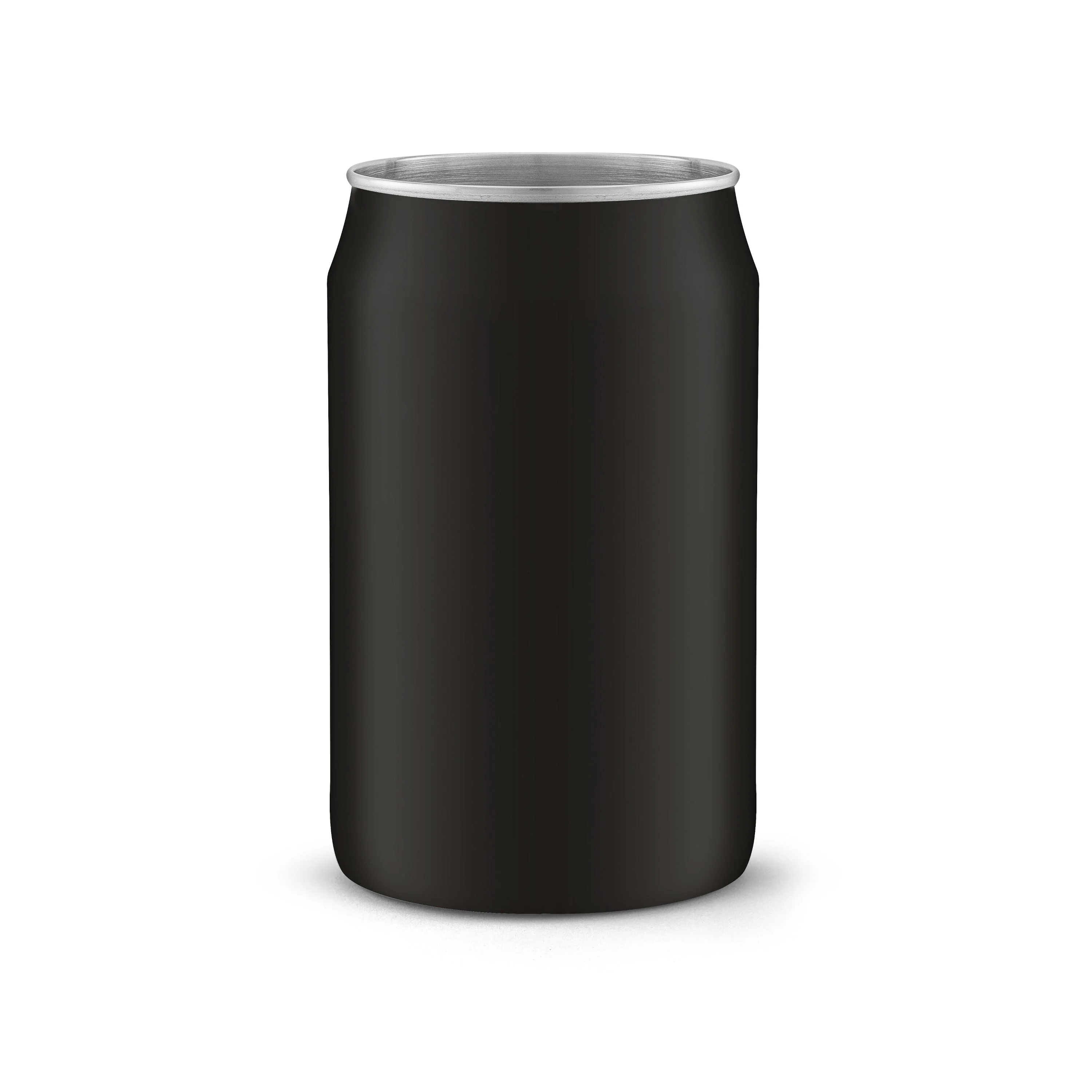 Stainless Steel Can Drinking Tumblers with 6 Straws & Brush- 16 oz - Black