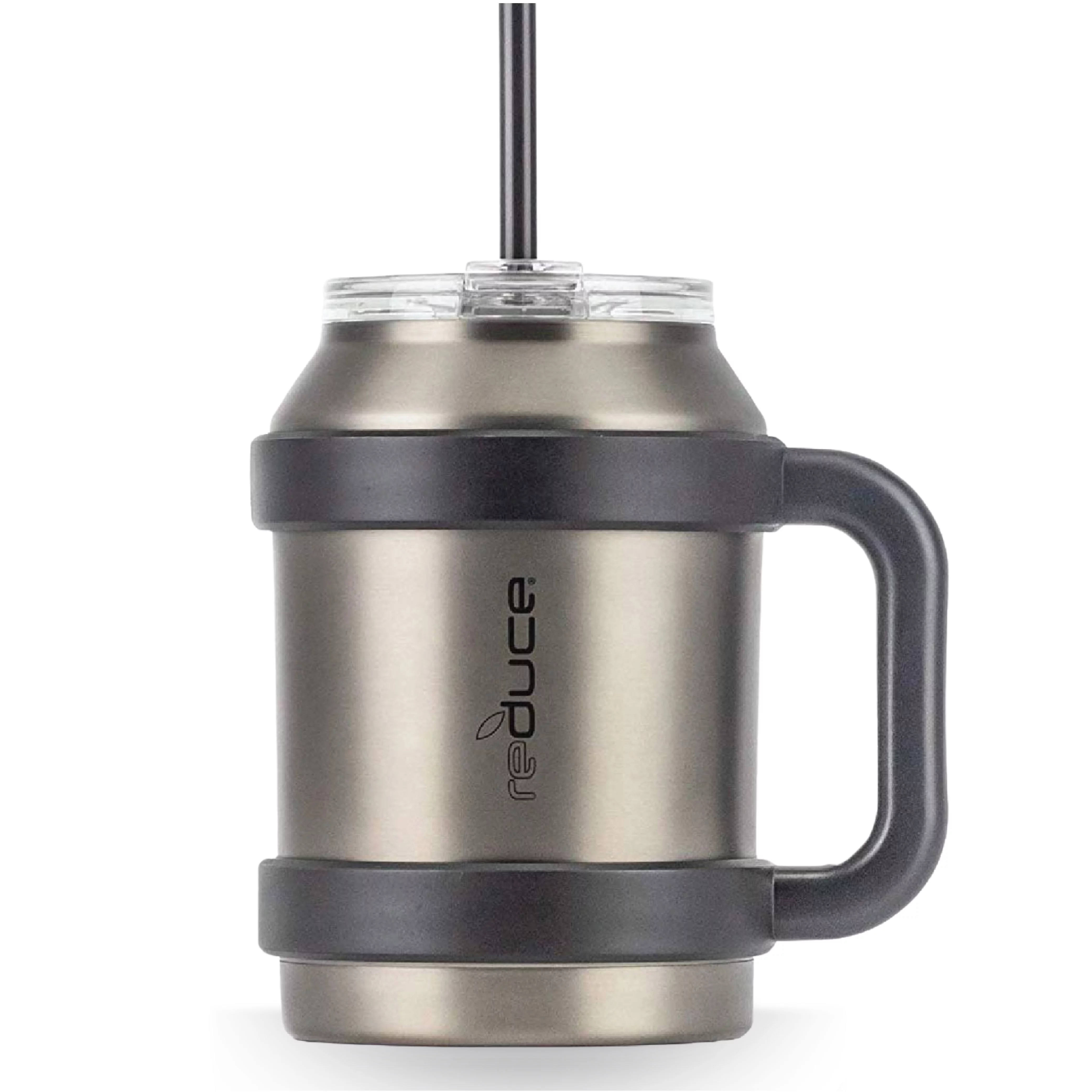 Reduce Cold-1 50oz Large Water Mug With Straw and Easy-Carry Handle Sweat-Proof Body, Leak-Proof Lid, BPA Free - Charcoal