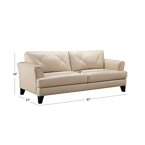 Abbyson Living Top Grain Leather Loveseat, Cream
