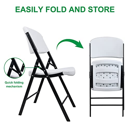 Folding Heavy Duty Plastic Chair with 500-Pound Capacity, White, 4-Pack