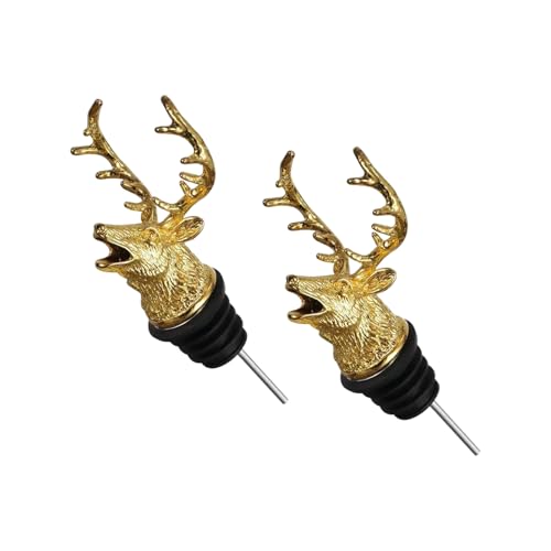 Pack of 2 Multifunctional Shot Pourer with Stag Head Wine Bottle Pourer for Liquid Dispenser Bartender Accessories Elegant Pourer
