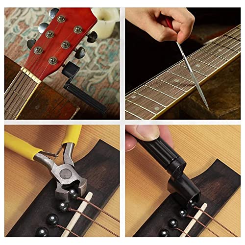 72PCS Guitar Tool Kit,Professional Guitar Repairing Maintenance Tool Kit with Guitar Strings Picks Bridge Pins Gauge Guitar Accessories Gifts for Acoustic Guitar Electric guitar Ukulele Bass Banjo