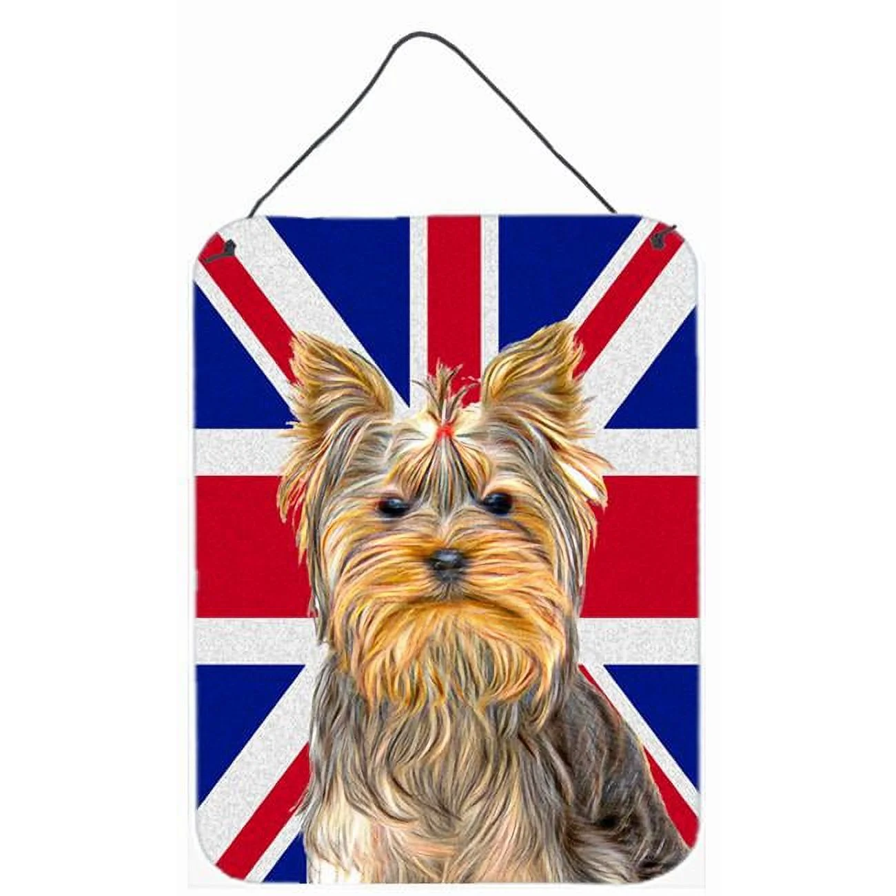 Yorkie & Yorkshire Terrier with English Union Jack British Flag Aluminium Metal Wall or Door Hanging Prints