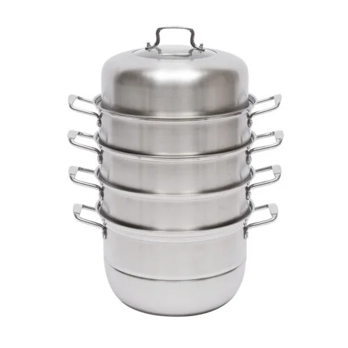 Stackable Stainless Steel Steamer Cooker Pot Glass Lid 5 layers large capacity