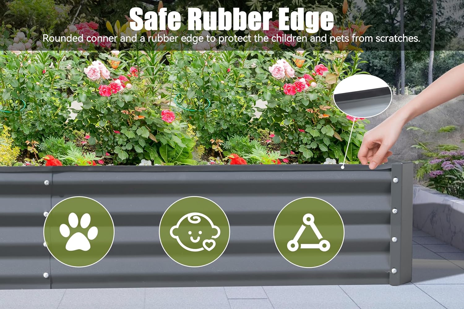 8x4x1 ft Galvanized Raised Garden Bed, Outdoor Planter Garden Boxes Large Metal Planter Box for Gardening Vegetables Fruits Flowers, Gray-749