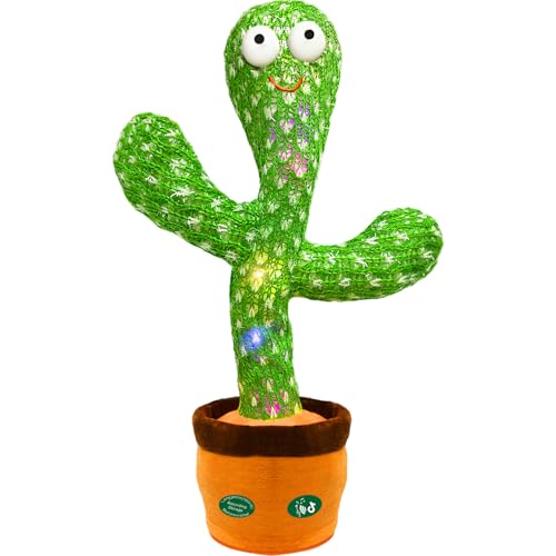 Dancing Mimicking Talking Cactus Toy,Funny Gift for Toddler 1 2 3 Year Old Boy Girl,Singing Record Repeat What You Say Light Up Baby Infant Toys 6-12 12-18 Months (Volume Adjustment)