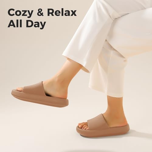Leevar Cloud Slides for Women and Men - Soft, Comfy, Relax Cloud Slippers, Thick Sole, Non-slip Slides for Men, Easy to Clean, Shower, Swimming, Beach, Indoor and Outdoor Slides for Men