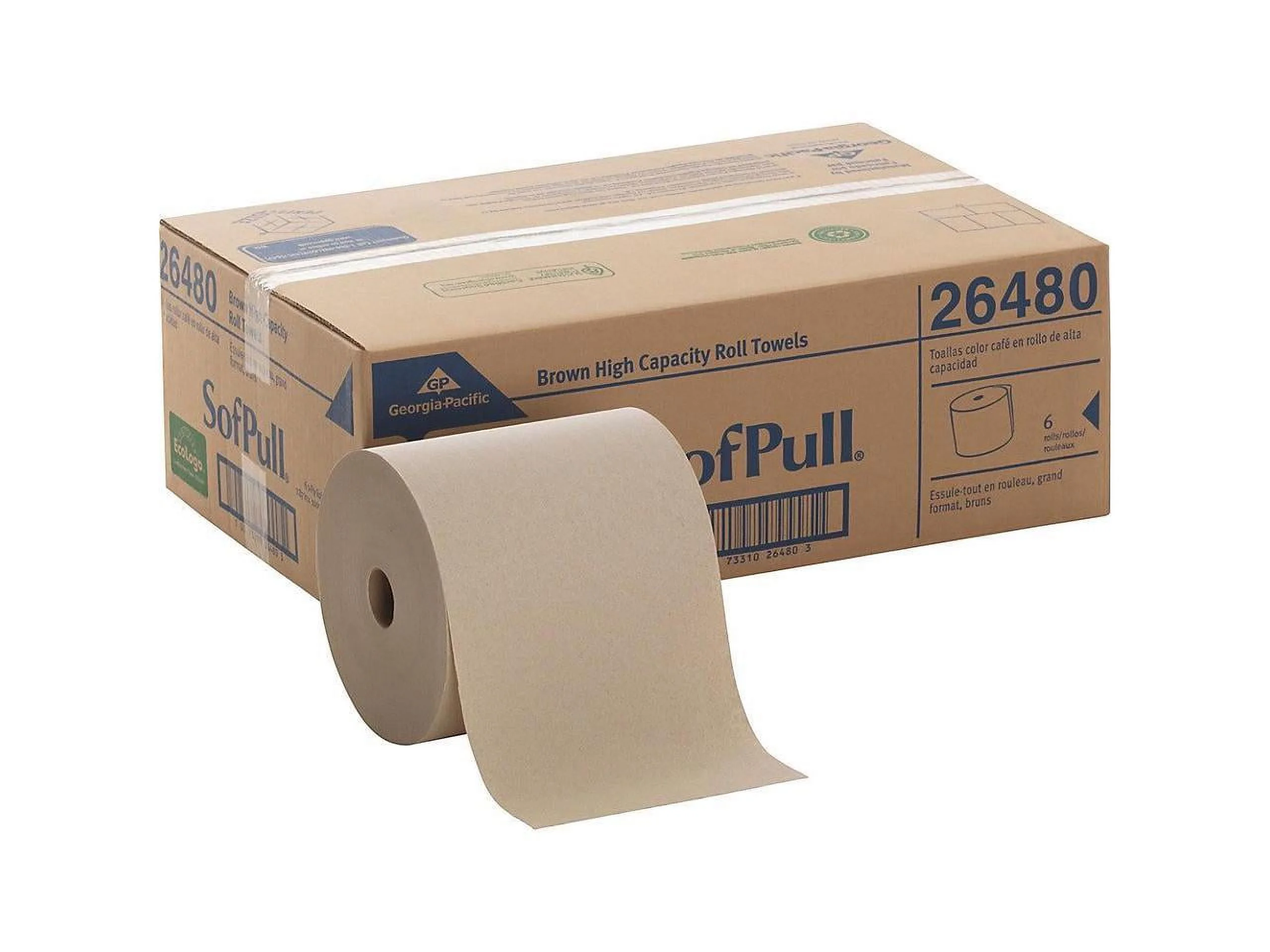 Georgia Pacific Professional Hardwound Roll Paper Towel Nonperforated 7.87 x 1000ft Brown 6 Rolls/Carton 26480