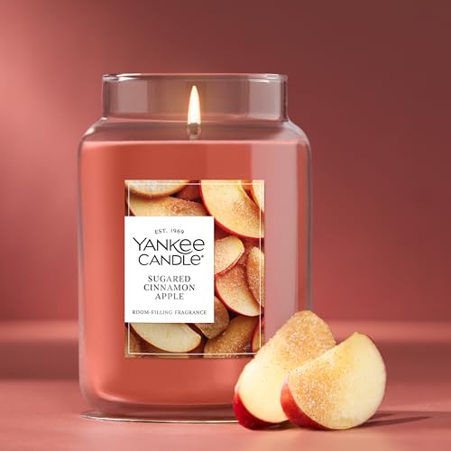 Yankee Candle Sugared Cinnamon Apple, Scented Candle, 22oz Large Jar with up to 150 Hour Burn Time, Giftable