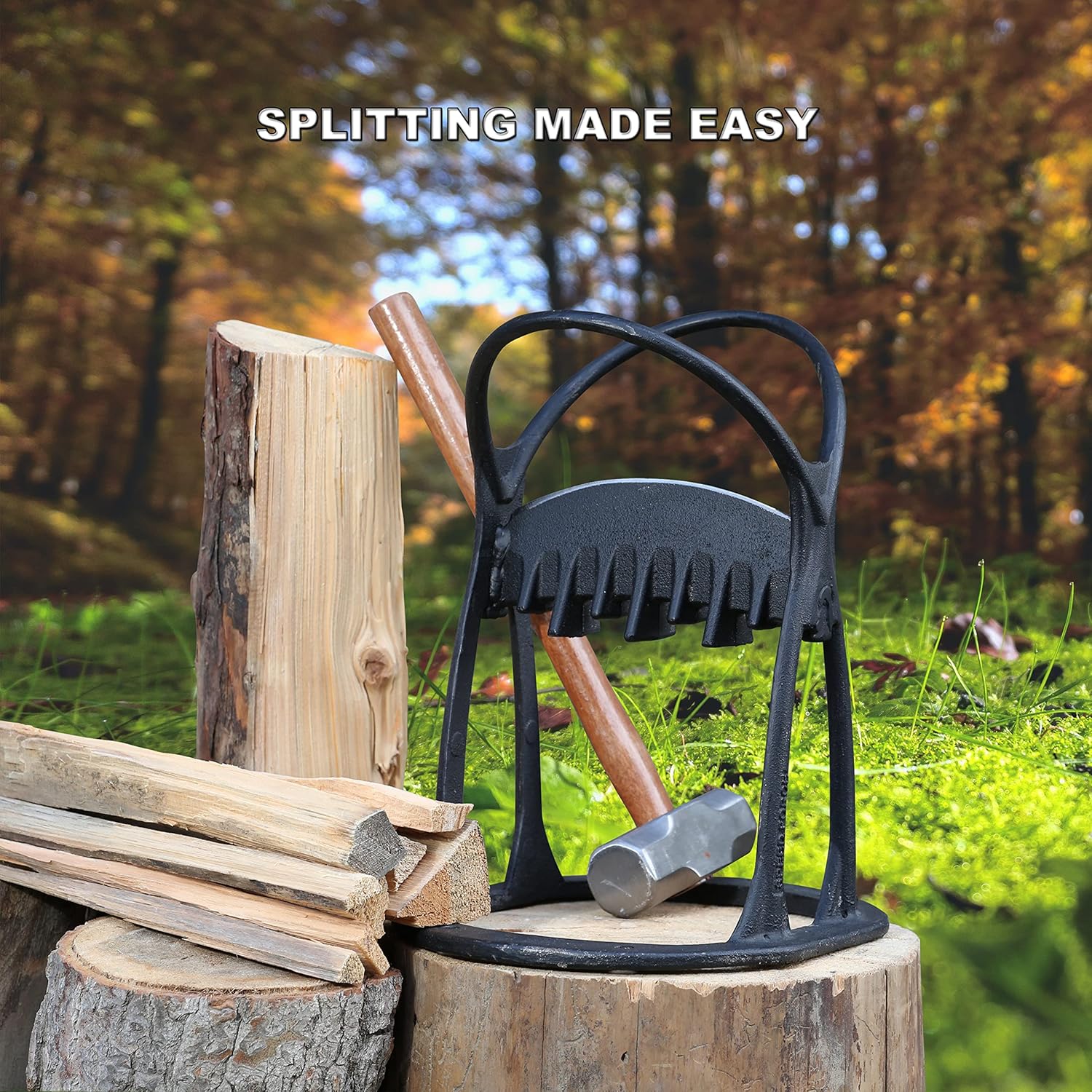 SPEED FORCE Firewood Splitter-Kindling Splitter-Log Splitter-Wood Splitter-Kindling Cracker – No Axe！Manual Log Splitter Wedge Made from CAST Steel Pack of 2