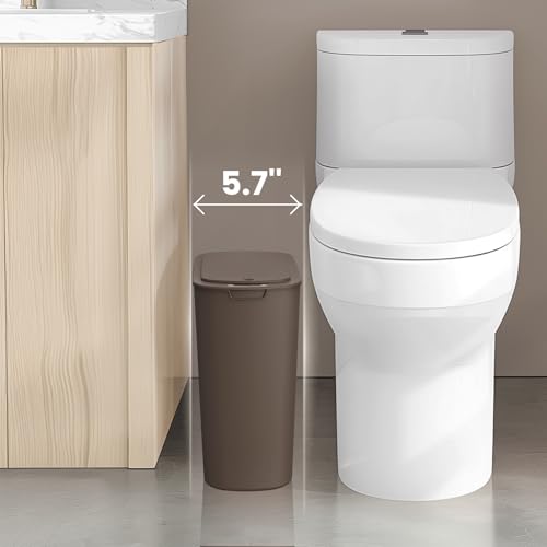 Cesun Automatic Motion Sensor Bathroom Trash Can with Lid, 2.6 Gallon Touchless Trash Bin, Smart Plastic Slim Garbage Can Small White Wastebasket for Toilet, Office, rv, Bedroom, Living Room