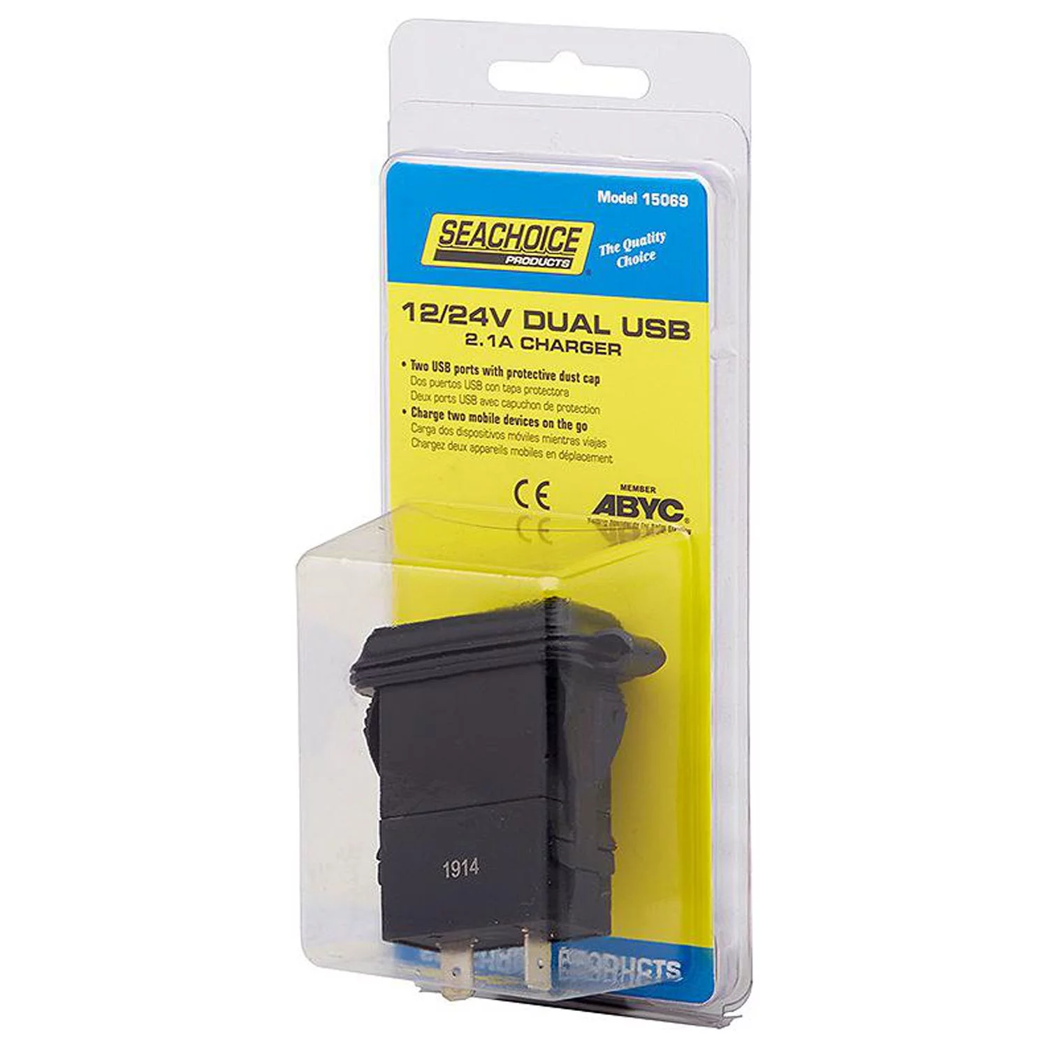 Seachoice 15069 12-24V Dual USB Outlet, 2.1A, 10V-30V DC