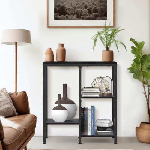 Kitchen Microwave Stand,4-Tier Adjustable Bakers Rack,Multi-Purpose Kitchen Storage Cart for Coffee Station,Space-Saving Metal Appliance Shelf for Living Room,Rustic Brown