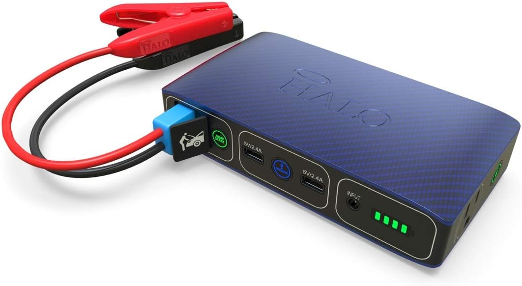 HALO Bolt 58830 mWh Portable Phone Laptop Charger Car Jump Starter with AC Outlet and Car Charger - Black Graphite