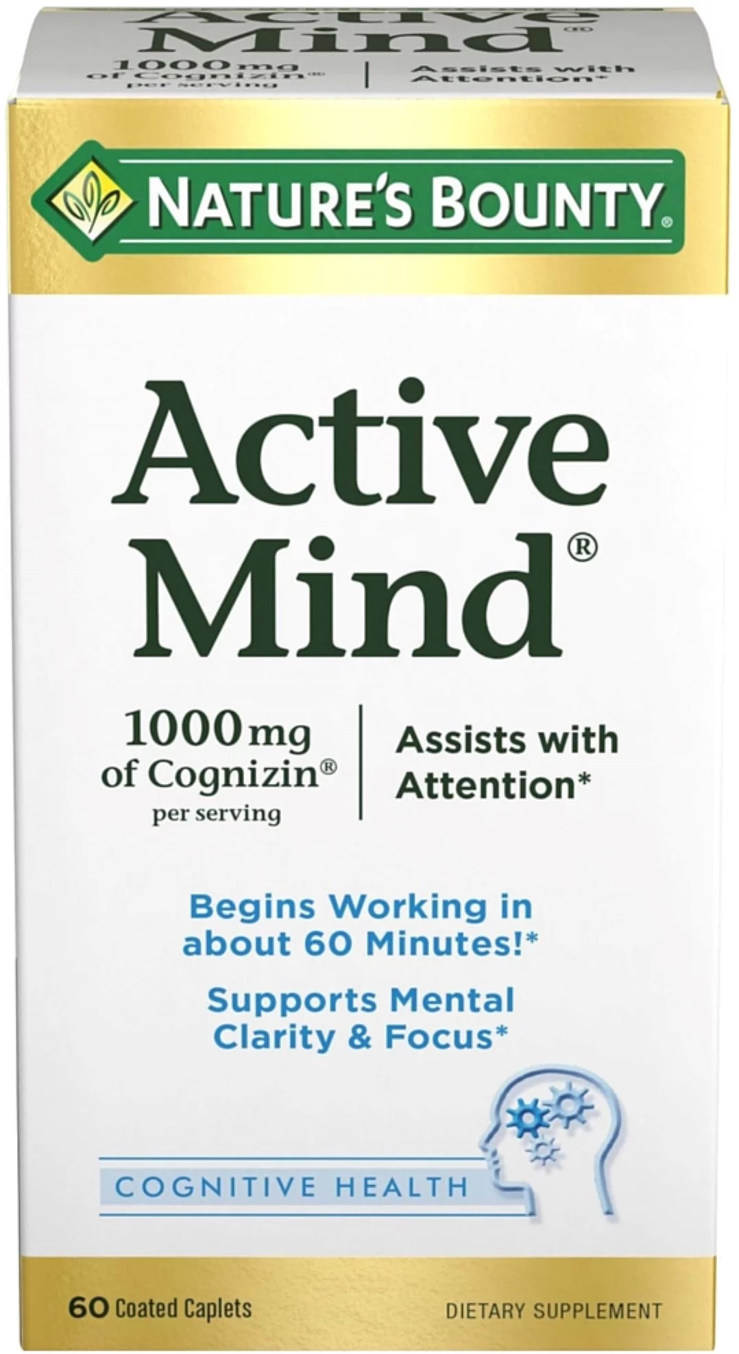 Nature's Bounty Active Mind Cognitive Health Coated Caplets 60 ea (Pack of 3)