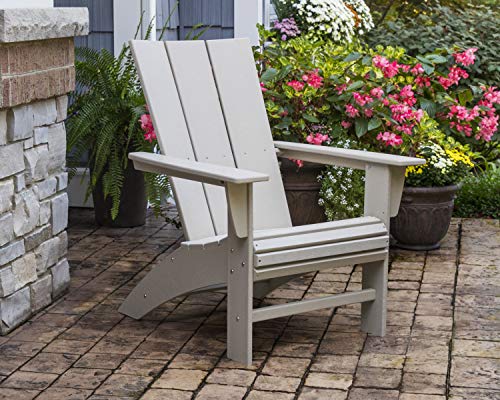 POLYWOOD Modern Curveback Adirondack Chair, HDPE Outdoor Patio Furniture, Fade-Proof Fire Pit Deck Garden Chair, Adult Size, Made in USA