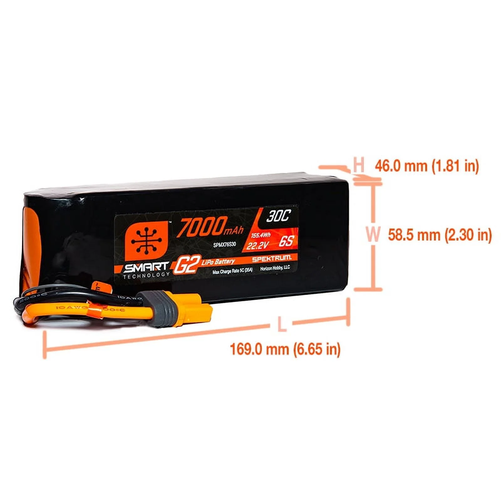 Spektrum RC 6S Smart G2 LiPo 30C Battery Pack w/IC5 Connector (22.2V/7000mAh)