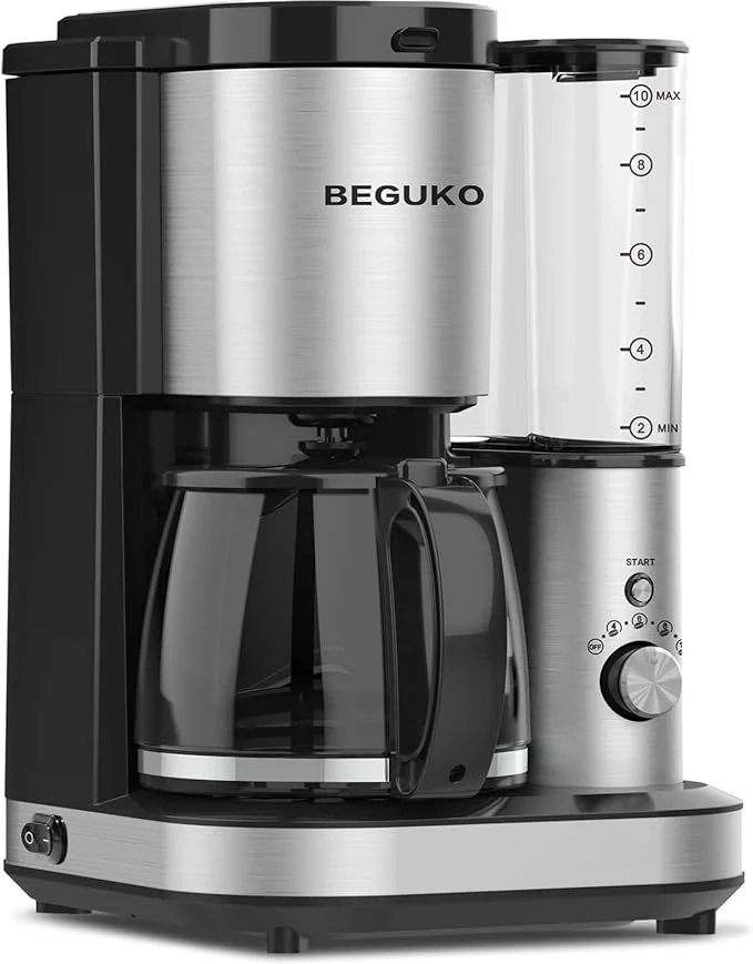 Pre-Owned BEGUKO Coffee Maker Grinder 10 Cups Brew Removable reservoir CF003 - Silver (Fair)