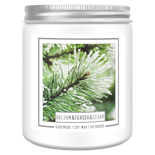 Homsolver Balsam Pine Candle, Christmas Balsam Fir Candles Scented, Holiday Candles with 50+ Hour Burn Time, Fir Cedar Tree Scent Gifts for Women, Wedding Favors for Guests, Souvenir Gifts