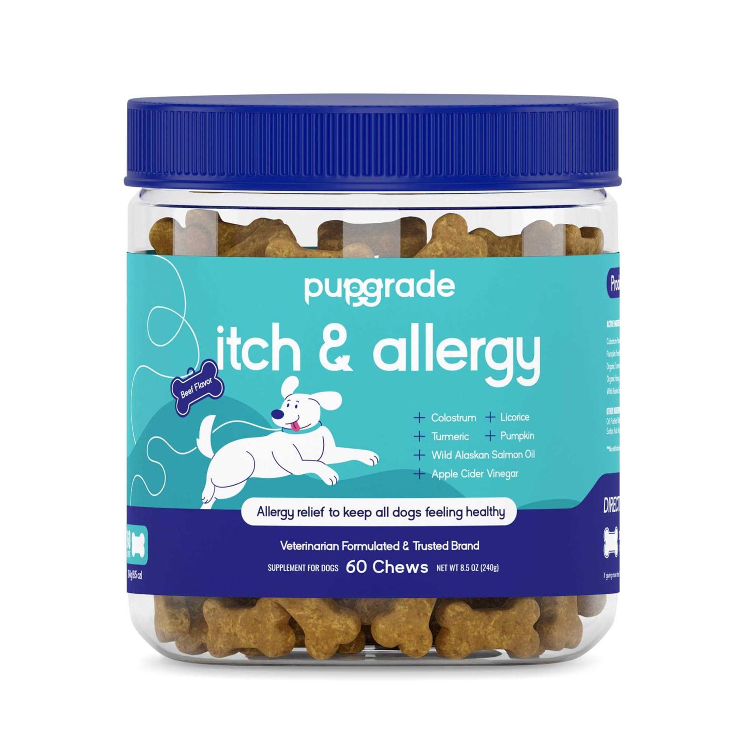PupGrade Itch & Allergy Chew Supplement for Dogs Improved Immune Support & Seasonal Allergies with Alaskan Salmon Fish Oil - Pet Supplies online store