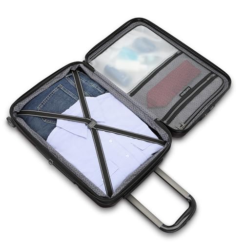 Samsonite Carry-On Pro Front Pocket Hardside Expandable 21-Inch Octiv Luggage: Durable & Impact Resistant, 360° Aero Trac Spinner Wheels, Adjustable Telescopic Handle, TSA Approved Lock - Silver