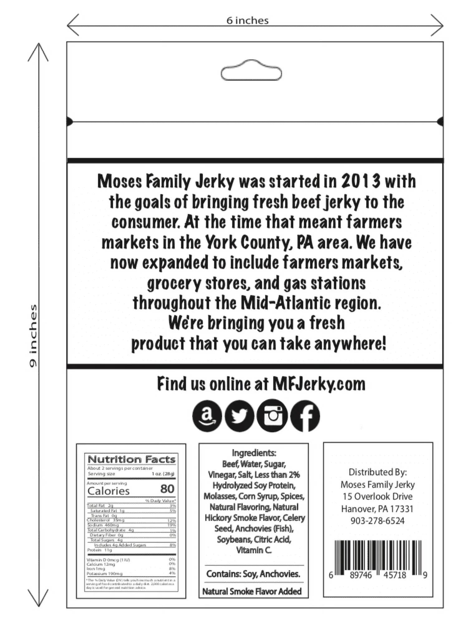 Moses Family Jerky, Old Chesapeake Bay Seasoning Beef Jerky, 2.5 Ounce (Pack of 8), Tender Sliced Meat, Bulk Pack