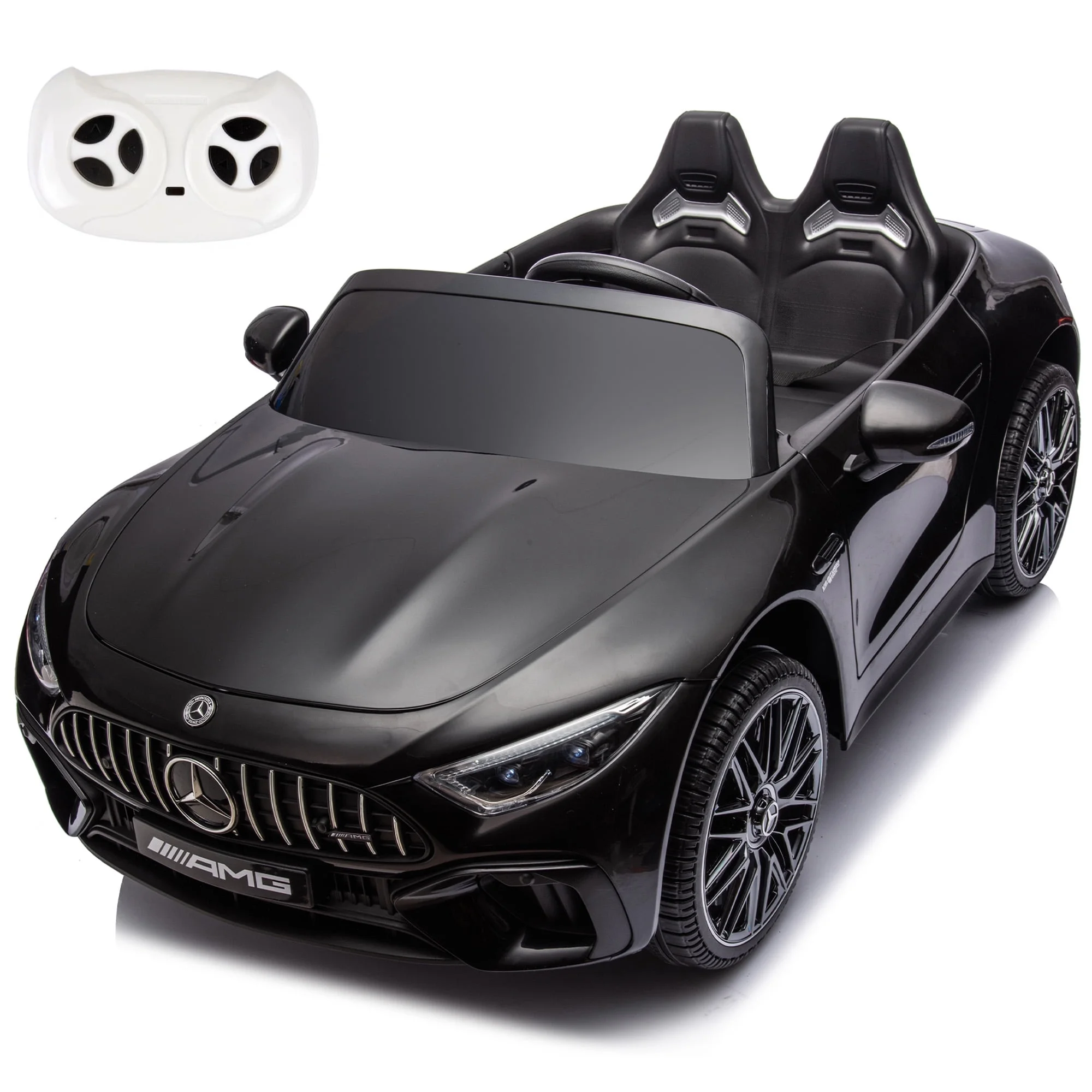 Licensed Mercedes-Benz SL63 24V Ride on Car, Electric Toy for Kids w/Parent Remote Control, LED Lights, Hidden Training Wheels, Bluetooth, Battery Powered Electric Vehicle- Black