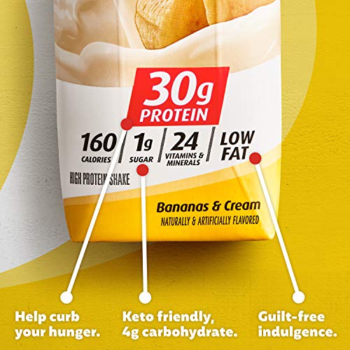 Premier Protein, 30g Shakes Bananas and Cream, 44 Fl Oz, Pack of 4