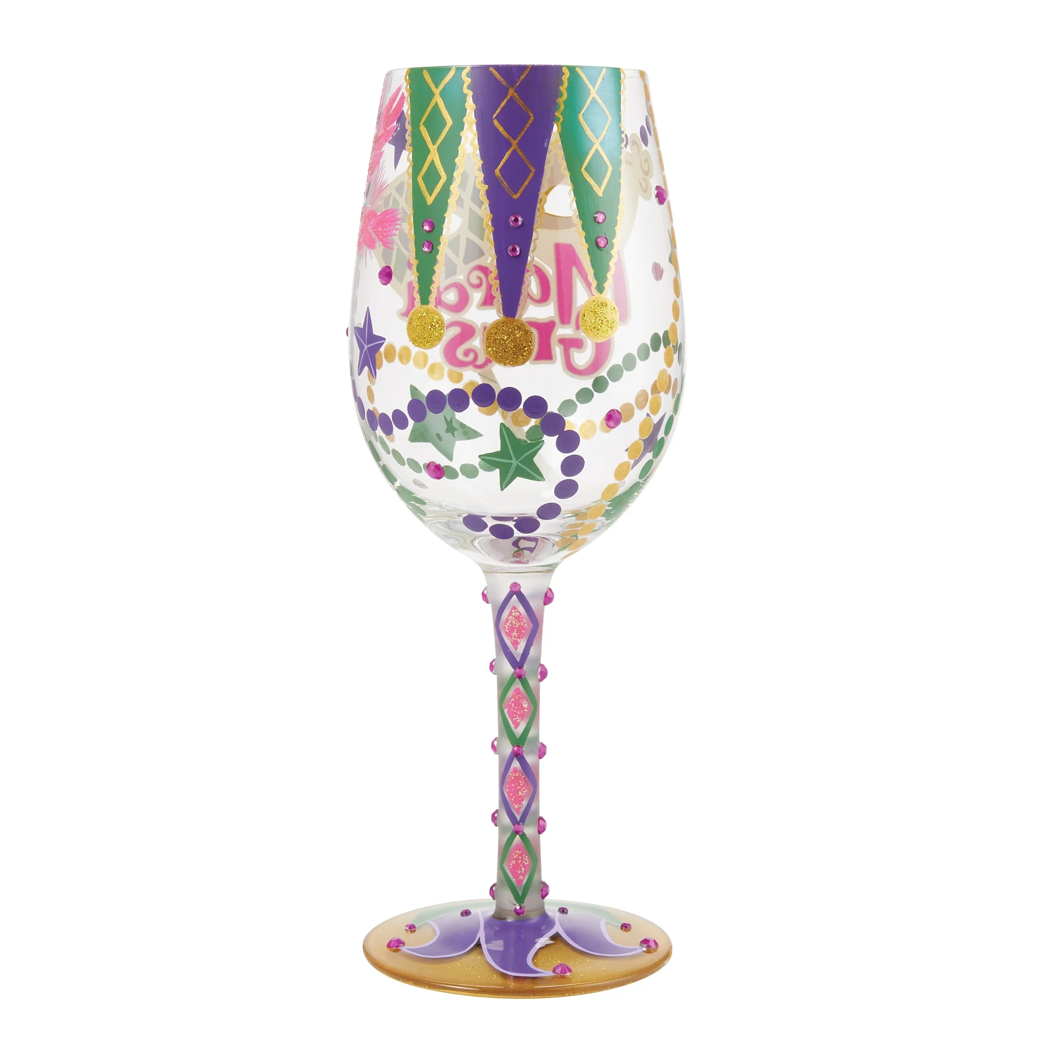 Lolita Mardi Gras Wine Glass