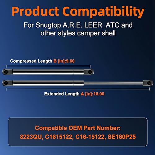 Euplokeer Gas Lift Shock Support Strut Leer Camper Shell Window Snugtop Truck Pickup Topper Door Cap Canopy