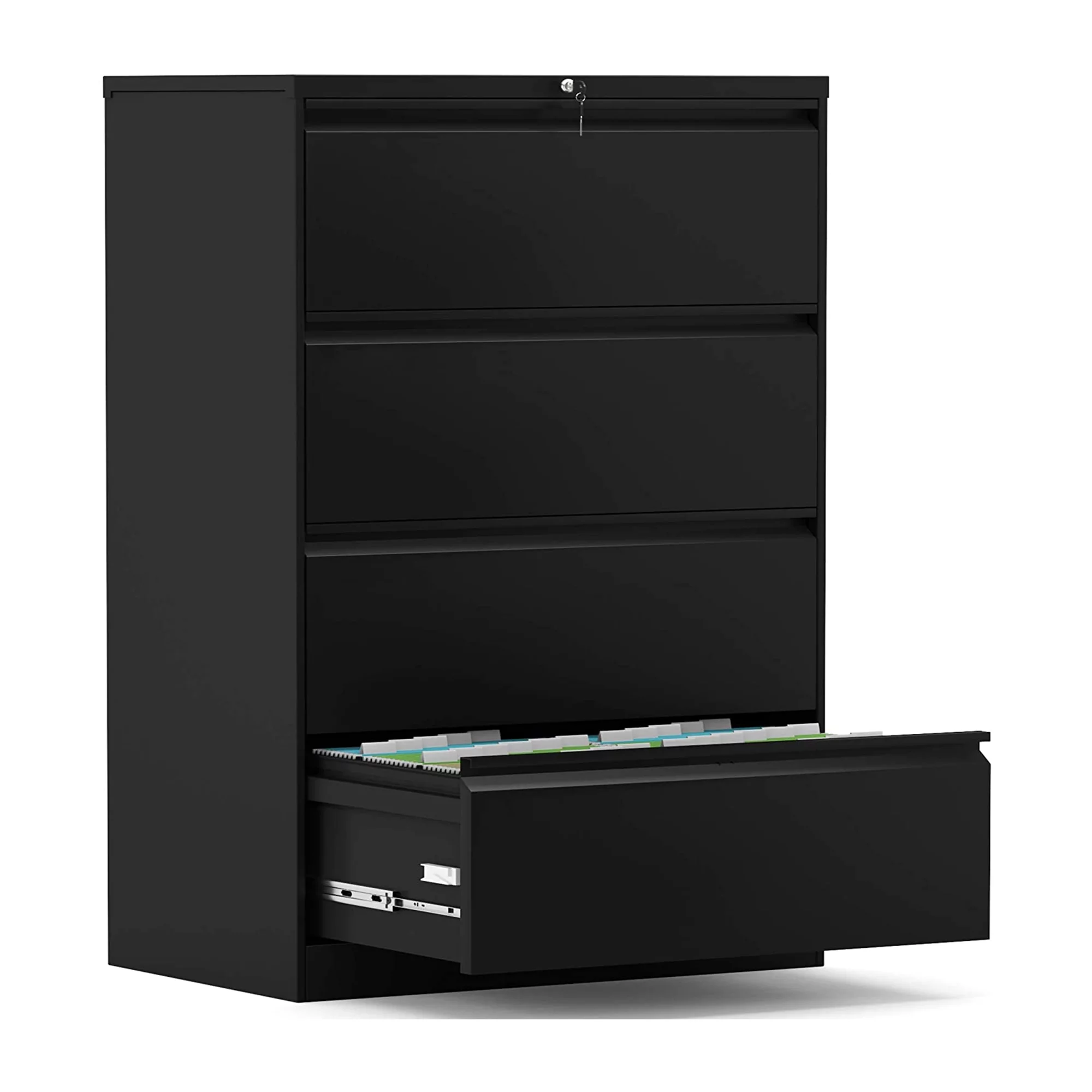 AOBABO 4 Drawer File Cabinet with Lock for Letter/Legal Size Paper, Black