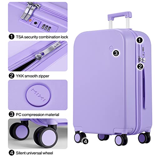 mixi Upgrade Carry on Luggage 14 Inch Underseat Personal Item Suitcases with Spinner Wheels, Hardside Rolling Suitcase PC with TSA Lock Lightweight Travel Case, Fine Grid Black