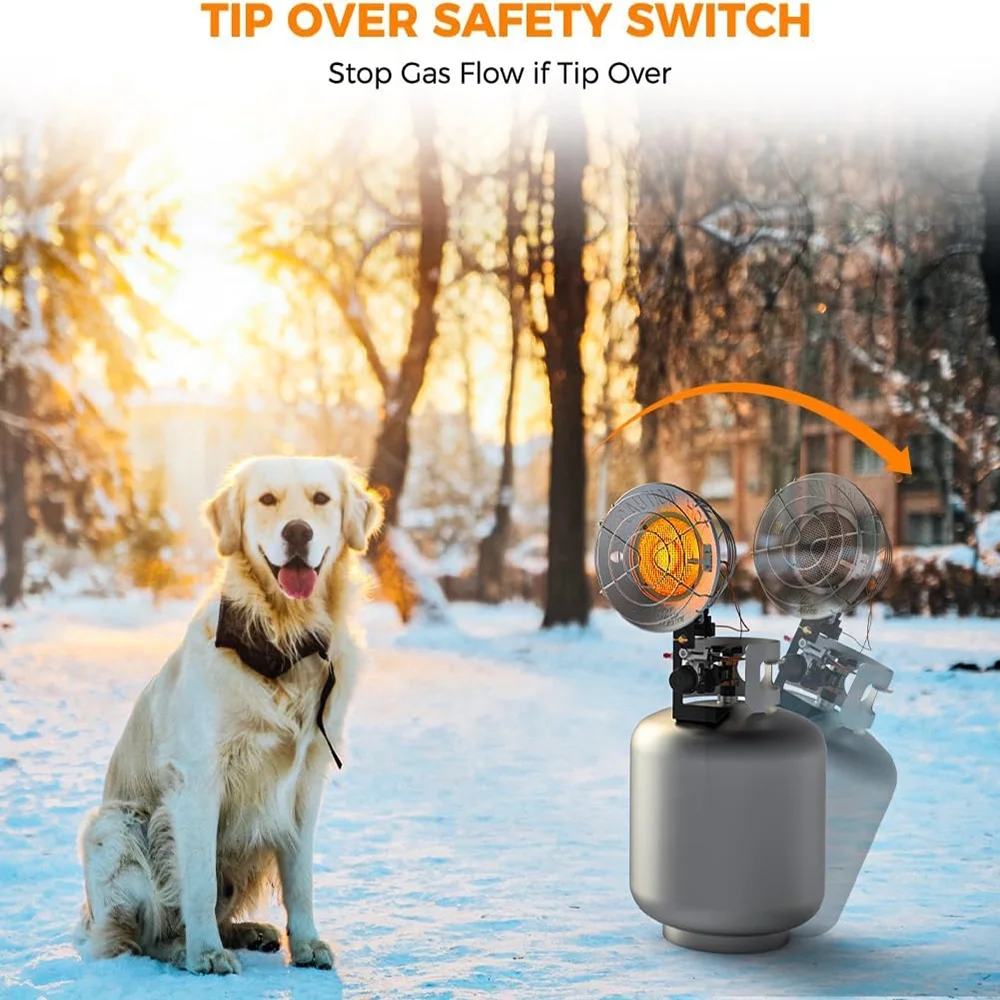 Camplux Outdoor Propane Tanktop Heater with Tip-Over Switch , Single Burner Heavy Duty Steel 15,000 BTU
