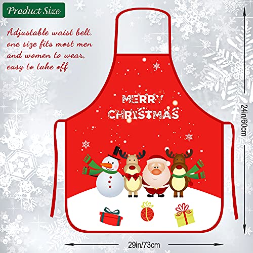 Nialnant Christmas Apron, 3PCS Christmas Kitchen Cooking Aprons with Santa Claus Elk Snowman, Adjustable Neck Strap Apron for Thanksgiving, Christmas