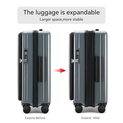 ROAMING Grace Expandable Carry On Luggage Airline Approved, 20 Inch Hardside Carry On Suitcase with Wheels, Travel Harshell Spinner Small Luggage with Tsa Lock, Jade cyan, 20-Inch Carry-On