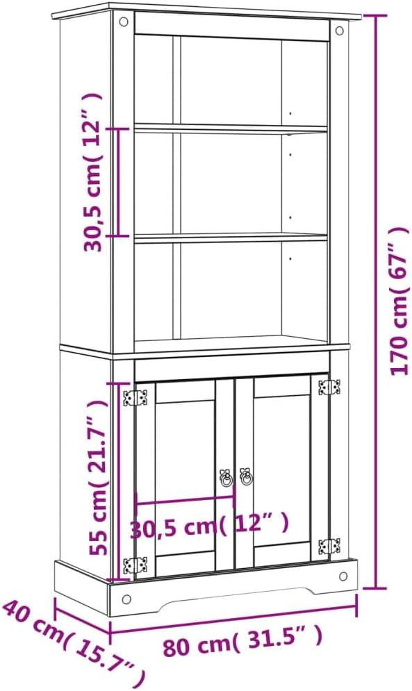 SKM Cupboard Mexican Pine Corona Range 80x40x170 cm (Weight-37KG)