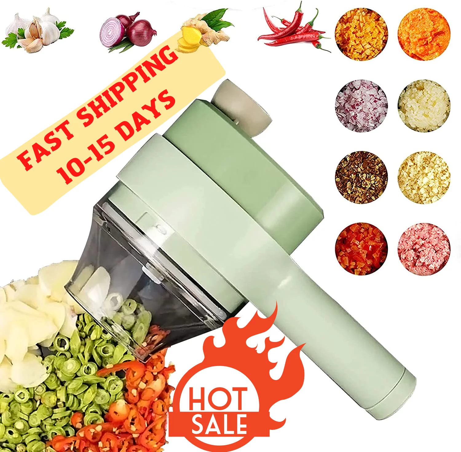 4 in 1 Mini Handheld Electric Vegetable Cutter Set Wireless Food Chopper Grinder Food Processor