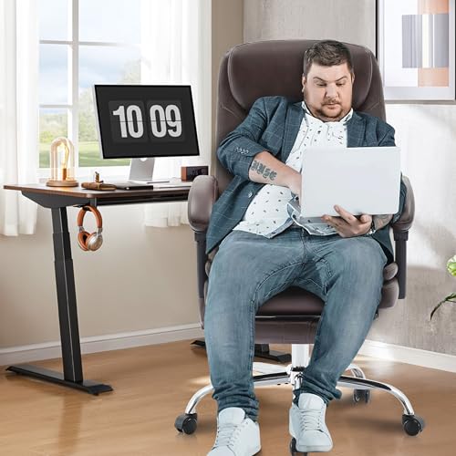 6-Point Massage Office Chair with Heated, Ergonomic Desk Chairs with Footrest & 135°Reclining High Back, Big and Tall Executive Offices Chair 500LBS, Thick Cushion Gaming Chair for Home Office, Black