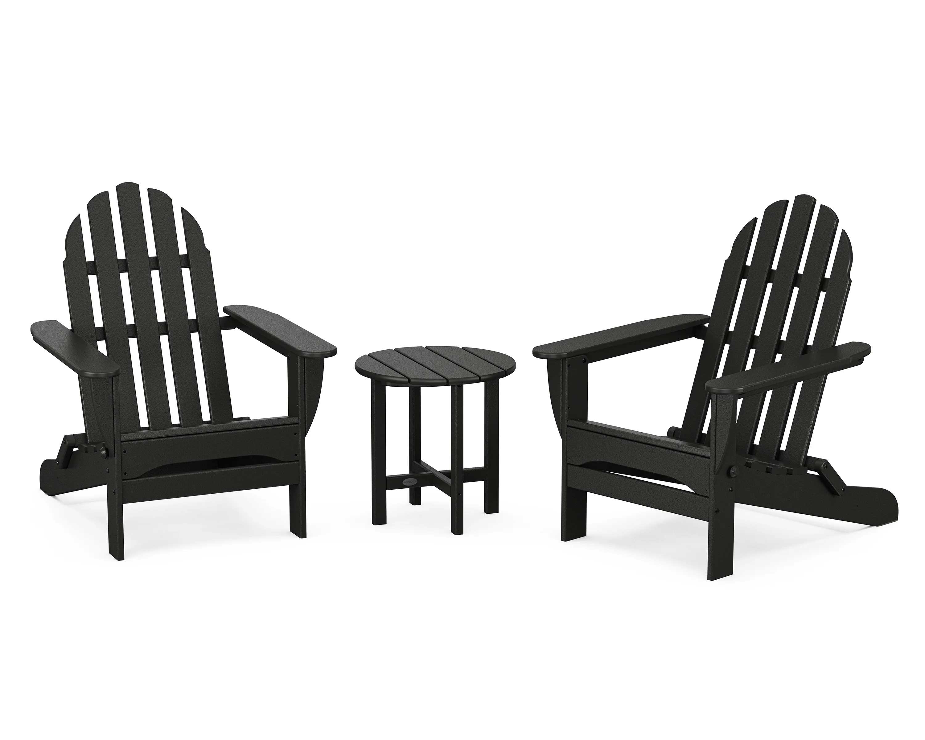 POLYWOOD Classic Folding Adirondack 3-Piece Set in Black