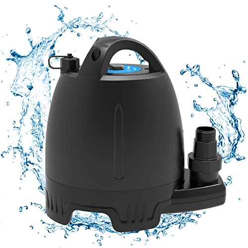 Acquaer Submersible Water Pump 1/6 HP Sump Pump Thermoplastic Utility Pump Small Electric Water Pump 1750GPH Water Remove for Basement Hot Tubs Garden Pool Cover Draining with 10 ft Cord