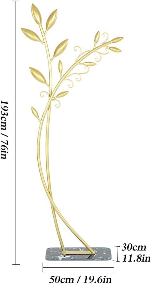 Household Floor-Standing Tree-Shaped Coat Shelf Modern Art Metal Hanger Bedroom Living Room Entrance Corner Coat Stand Wooden Coat Rack Standing Metal Coat Rack (Colo