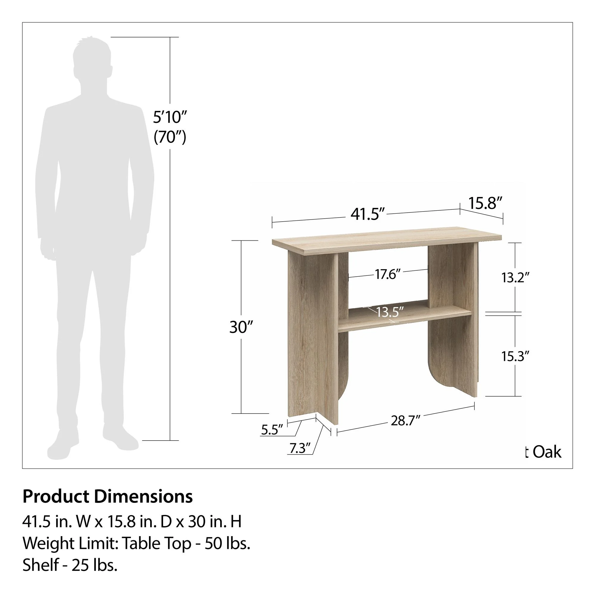 Voler Console Table, Light Oak